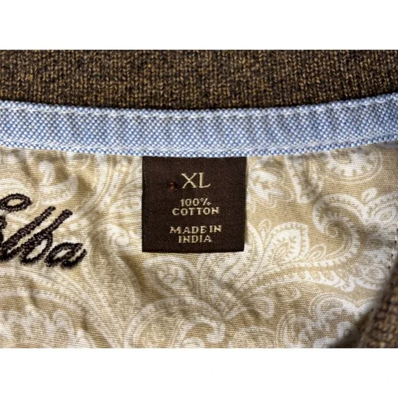 Tasso Elba Polo Shirt Mens XL Brown Heathered Long Sleeve Casual Comfort - Picture 10 of 14